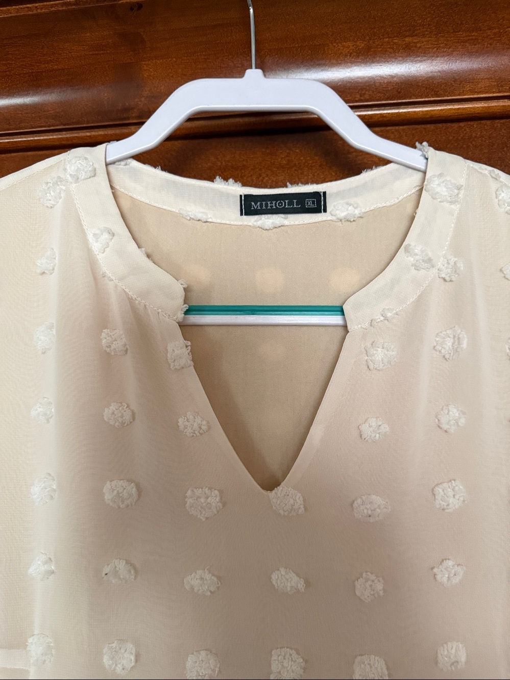 Women's Cream MIHOLL Midi Dress with Textured Dot Detail - Picture 3 of 5